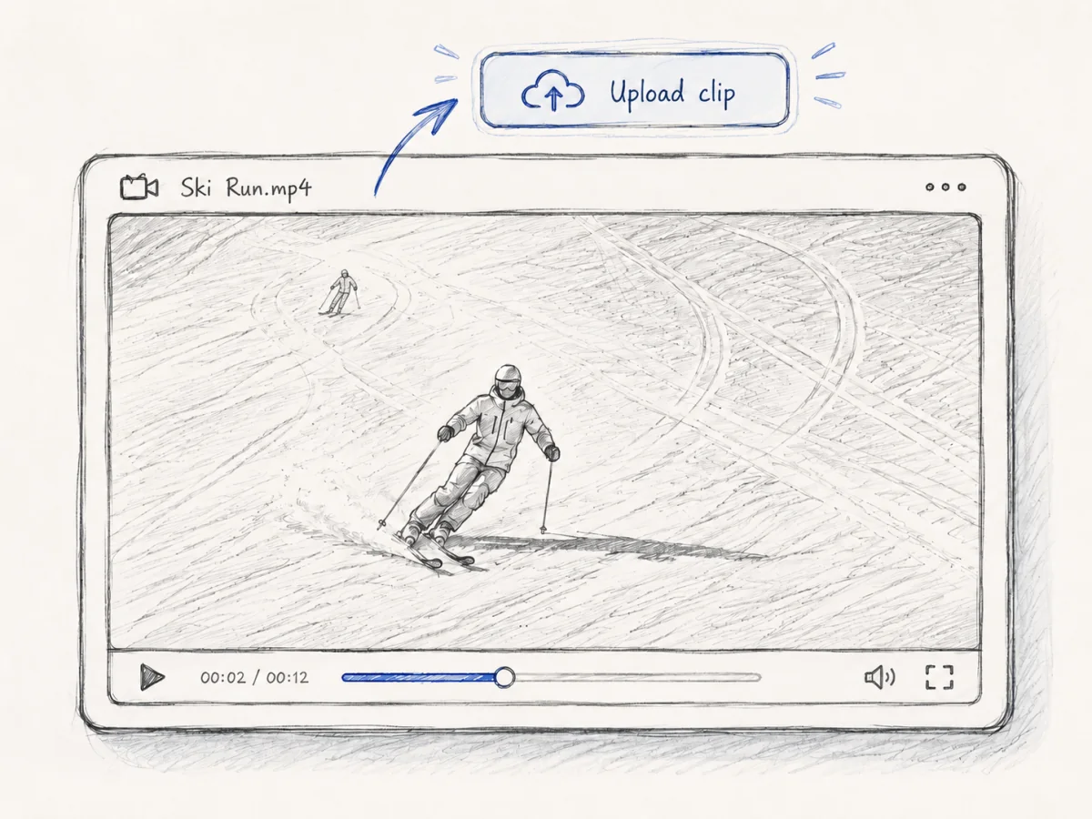 Poser standardizes an uploaded ski video clip before analysis